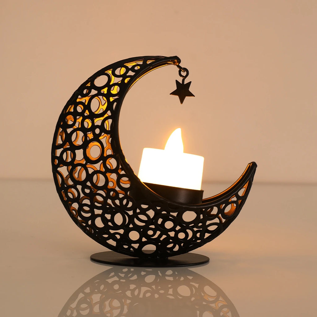 Ramadan Decor Moon Candlestick EID Mubarak Decor 2025 Home Candle Holder Ramadan Kareem Islamic Muslim Party Eid Al Adha Gifts