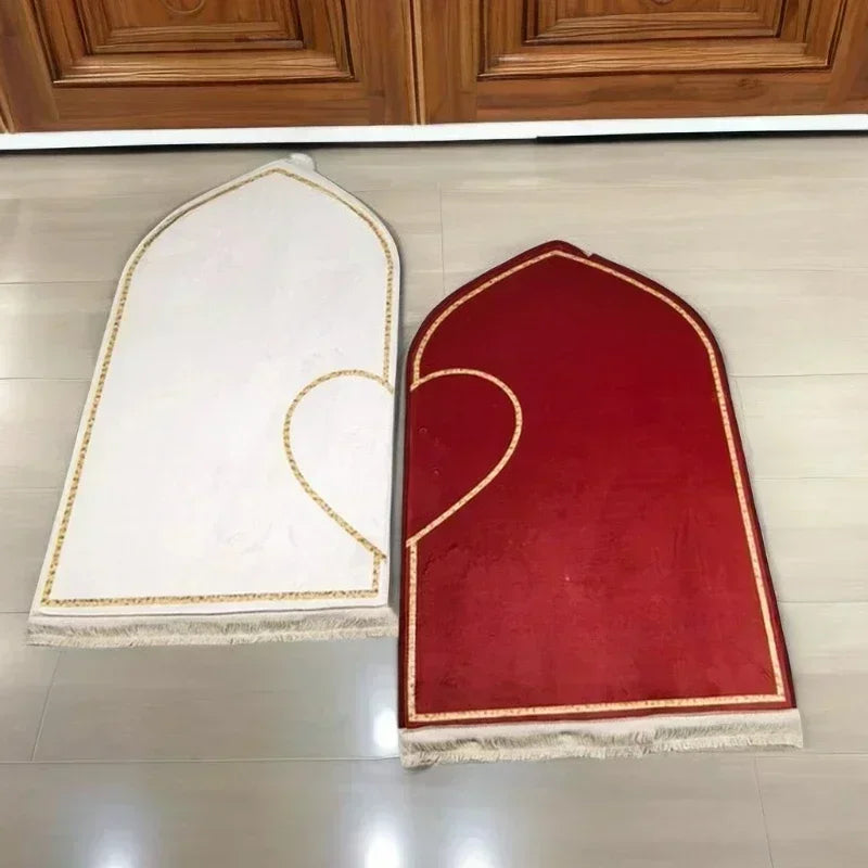 Couple Set Prayer Mat Thick Printed Flannel Adult Worship Mats Prayer Carpets for Living Room Rugs Alfombras Para Sala