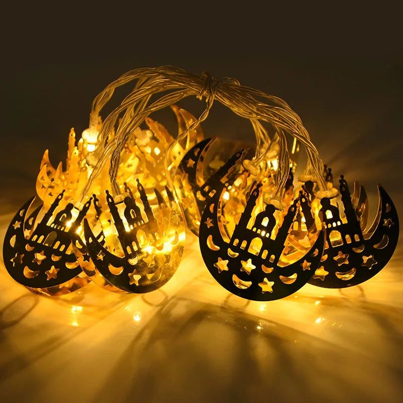 Moon Star Led String Lights EID Mubarak Ramadan Kareem Decoration For Home Islam Muslim Event Party Supplies Eid Al-Fitr Decor