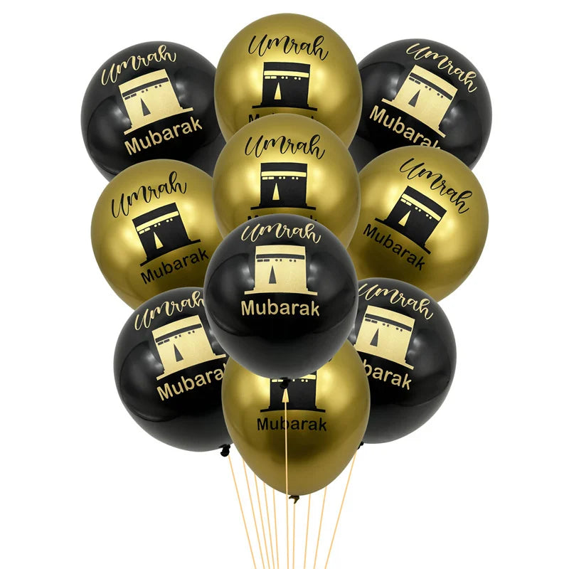 Black Gold Umrah Mubarak Latex Balloons Ramadan Kareem Decoration EID Mubarak Muslim Islamic Festival Party Home Ramadan Supplie