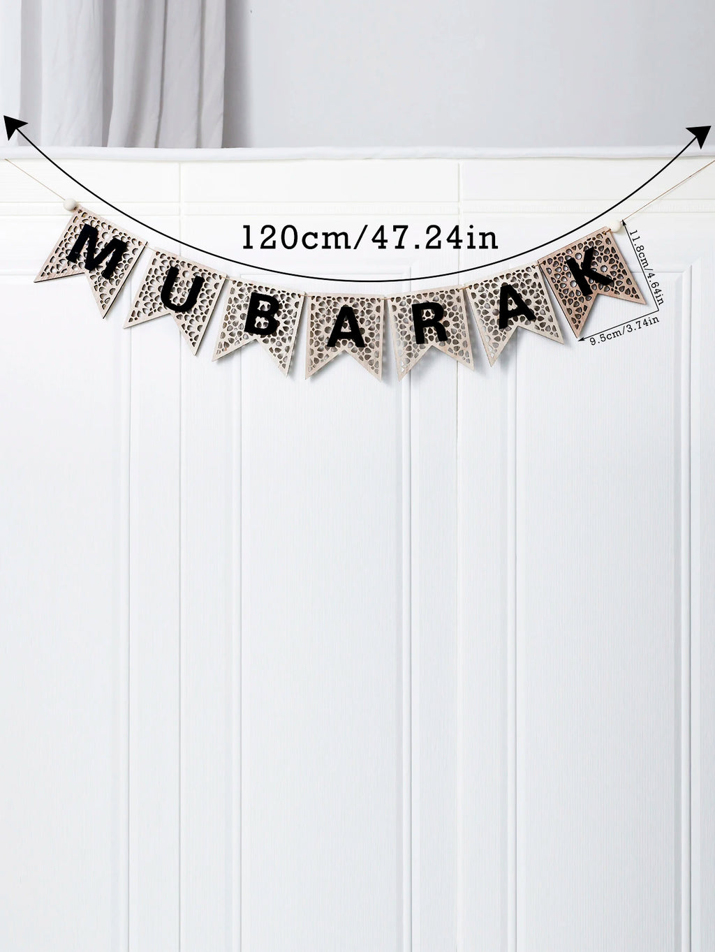 1Pc Wooden Ramadan Muslim Decor Banner Pull Flag Ramadan Kareem Hanging Ornaments Wooden Ornaments Eid Mubarak Happy Gift
