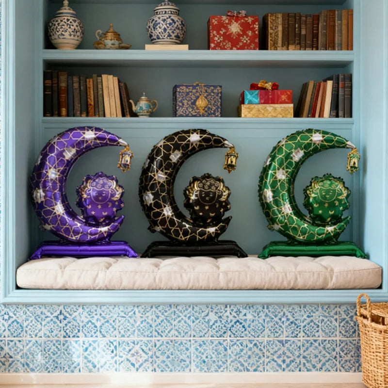1/2-Piece Standing Eid Moon Sheep Balloon Set Eid Decorations for Moon Festival Gatherings & Parties Ramadan Photo Props