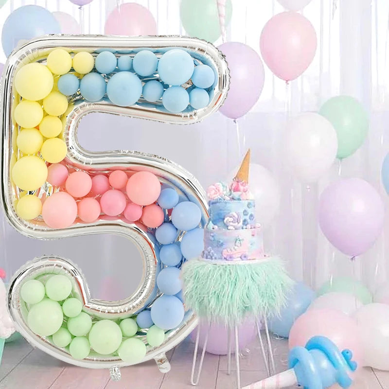 65inch Large Foil Number Balloon DIY Filling Frame 1st 18th Birthday Decoration Balloons Filling Box Wedding Anniversary Decor