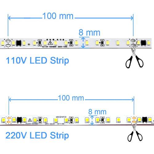110V 220V LED Strip 2835 120LEDs/m Home Lamp Strip Red Ice Blue Green Yellow Pink 120V 230V Flexible Cuttable 20M Soft Light Bar