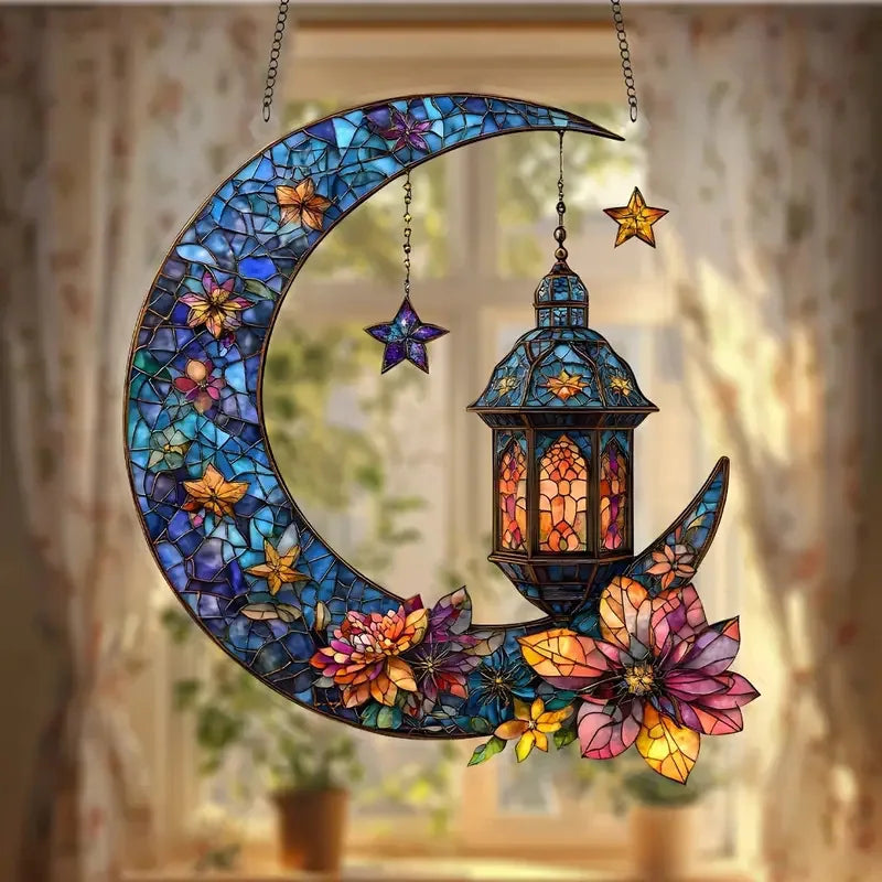 1 Piece Middle East Ramadan Festival Decoration Retro Colored Acrylic Disc Hanging Decoration Home Room Chain Decoration Pendant