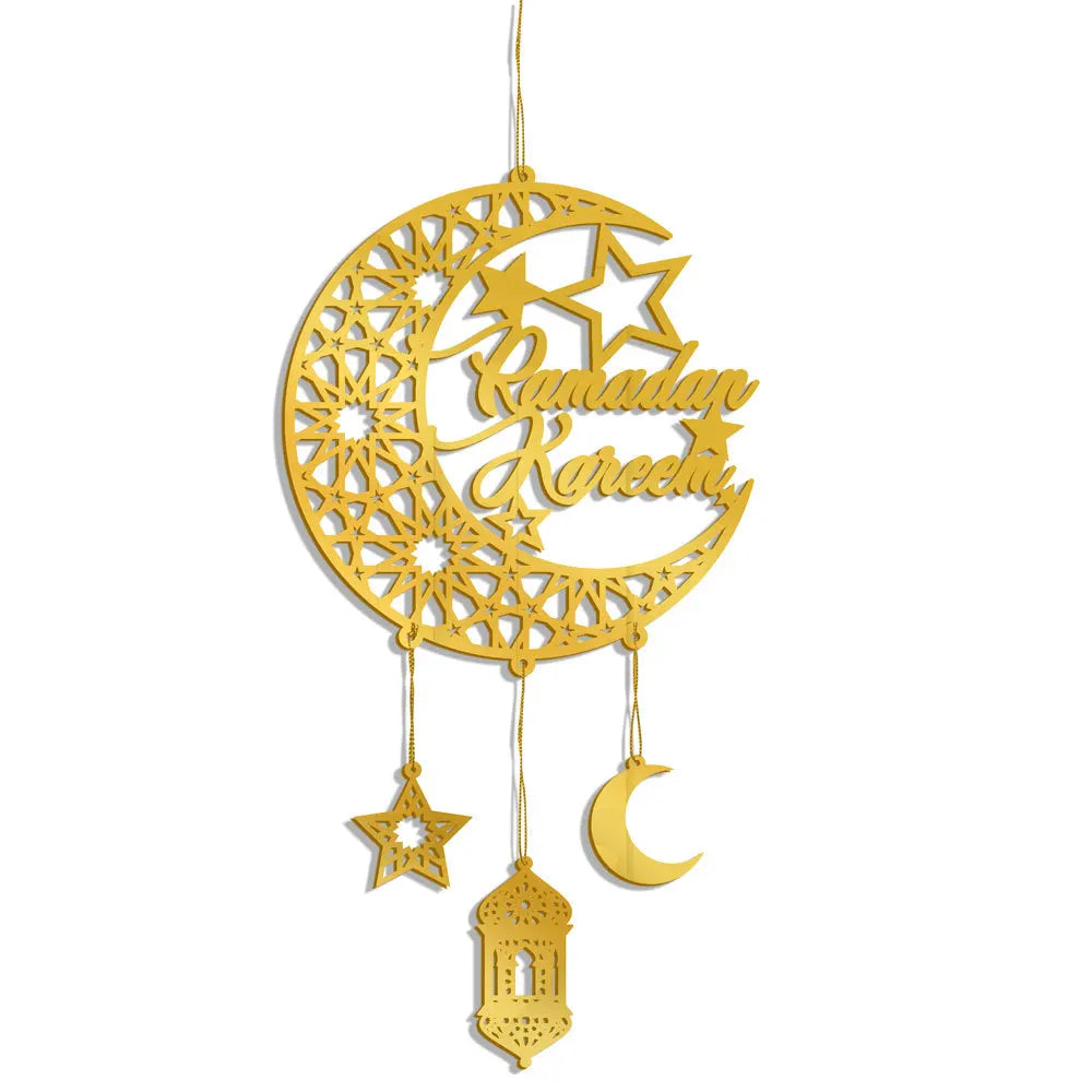 1PC Acrylic Ramadan Kareem Moon Star Wall Pendant Eid Mubarak Ornaments for Home Eid Al Fitr Muslim Islamic Holiday Party Decor