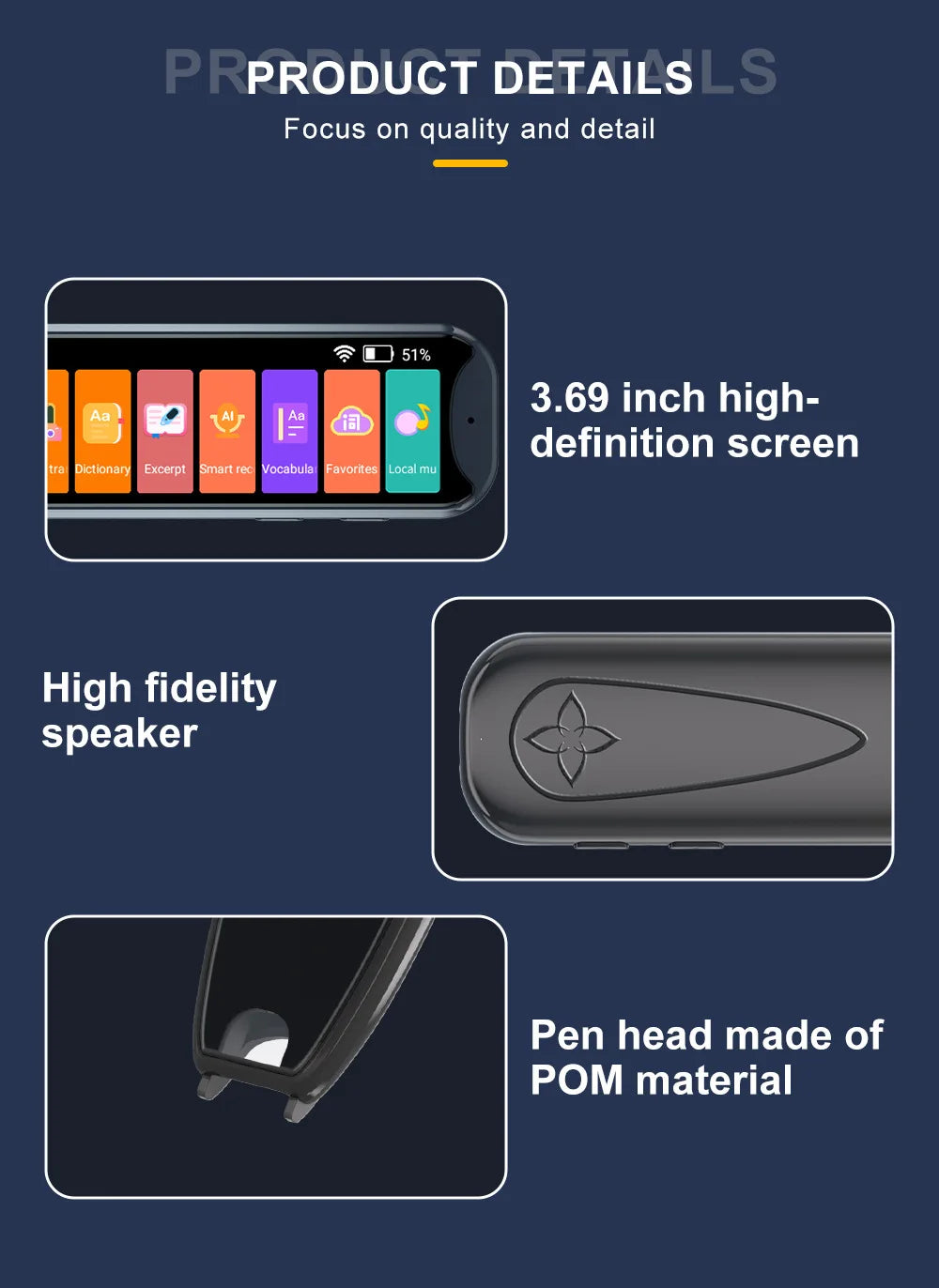 MD22 Voice Translator Pen Offline Scan Reading 134 Language Translation