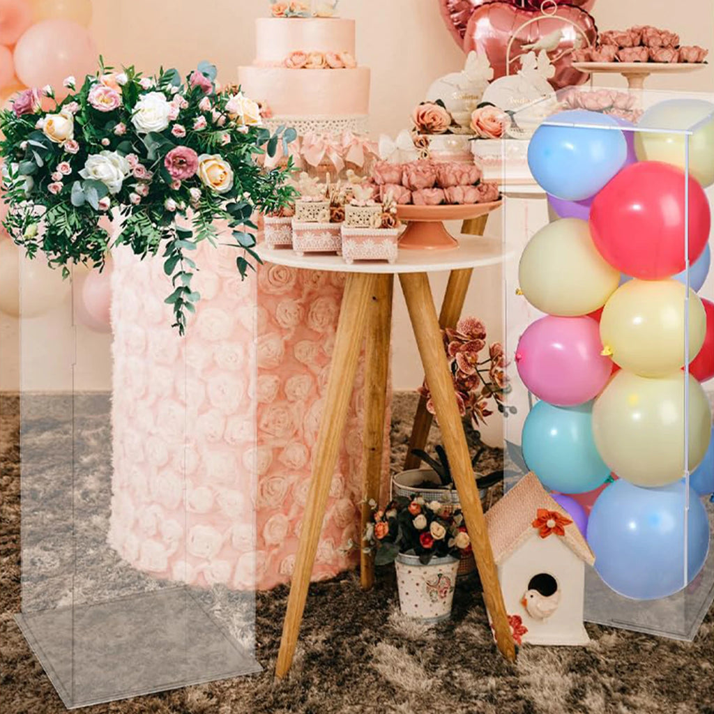 Acrylic Flower Stand, Clear Wedding Flower Stand, 11X11X39in Pedestal Riser for Birthday Parties, Wedding Decorations