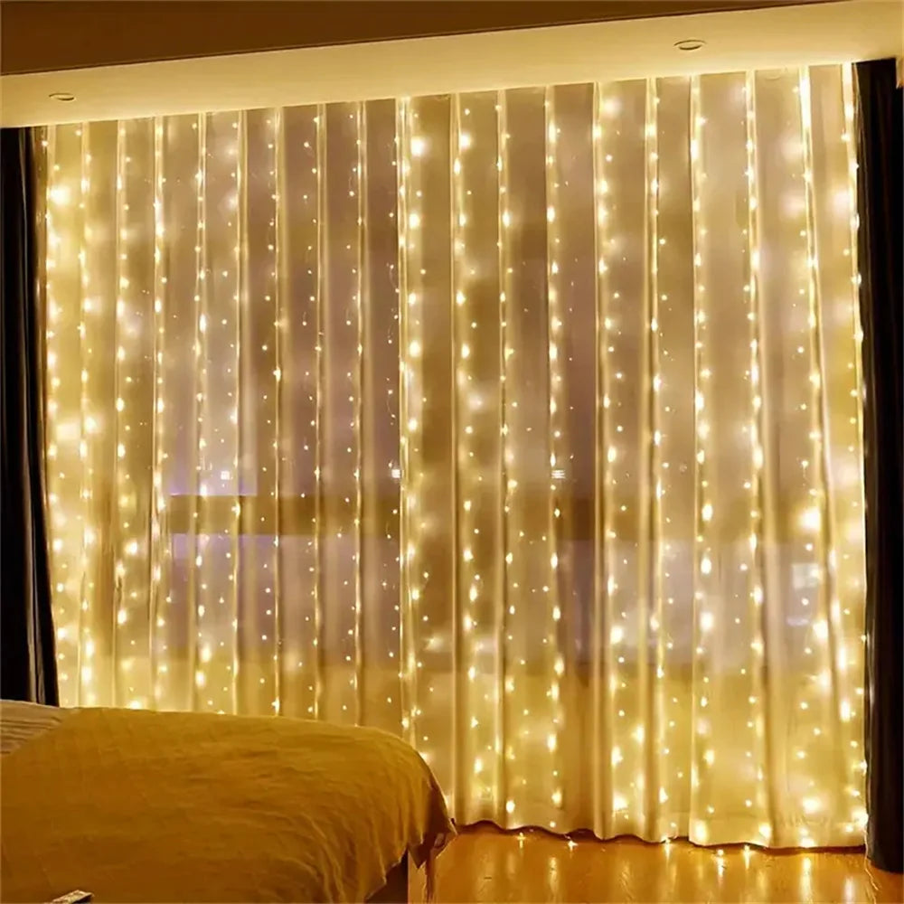 Battery Power LED Fairy Curtain Light String Ramadan Home Decoration 2026 Valentine's Day Eid Mubarak Bedroom Outdoor Decoration