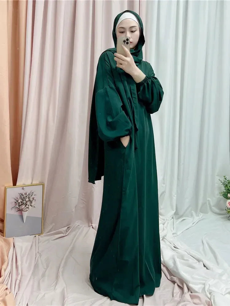 Ramadan One Piece Muslim Prayer Garment Women Hijab Abaya Maxi Dress Khimar Burqa Islamic Clothing Overhead Arab Robe