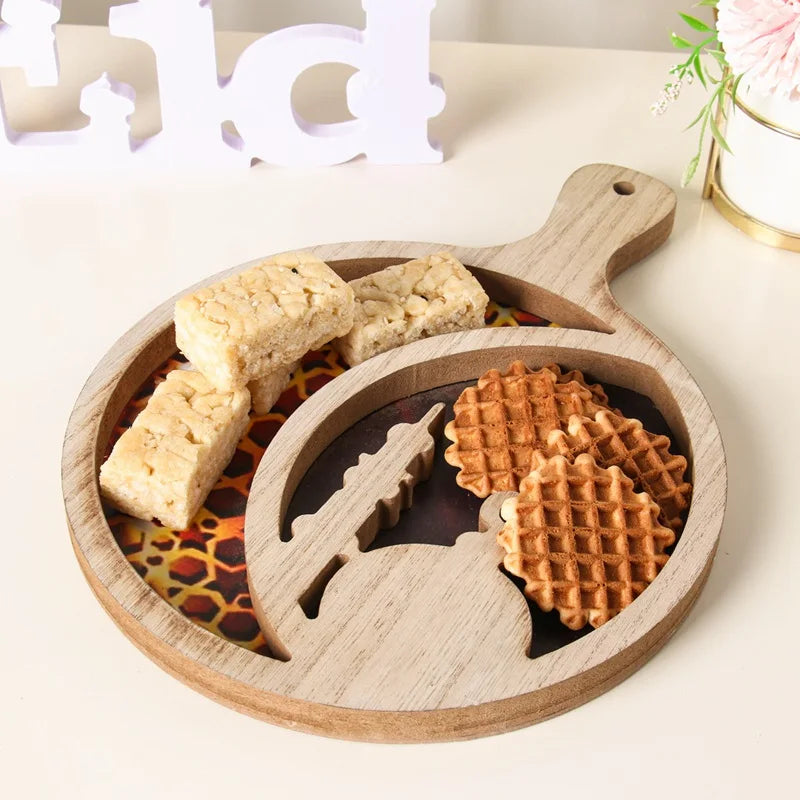 EID Mubarak Decor Wooden Tray Ramadan Decoration for Home Islamic Muslim Party Decor Mubarak Ramadan Kareem Gift Eid Al Adha