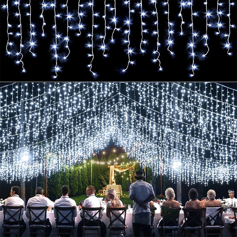 5M Christmas LED Curtain Icicle String Light droop 0.4-0.6m LED Party Garden Stage Outdoor Waterproof Decorative Fairy Light