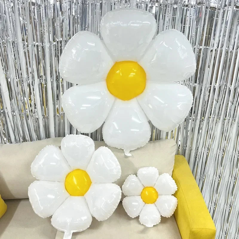 10/1PCS White Daisy Flower Balloon Multi Size Sunflower Foil Balloons Helium Ball Children Birthday Party Baby Shower Decoration