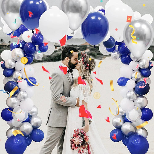 146Pcs Navy Blue White Balloon Garland Kit Royal Blue Silver Confetti Latex Ballon Arch Wedding Baby Shower Birthday Party Decor