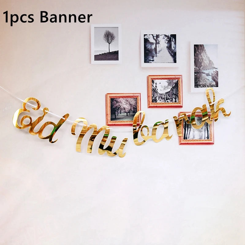 EID Mubarak Balloon Banner Star Moon Islamic Muslim Party 2025 Ramadan Decorations Al Adha Gift Kareem Decorations for Home 2025