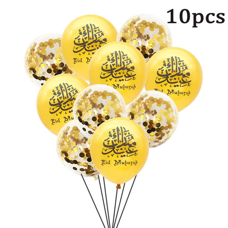 10Pcs Eid Umrah Mubarak Latex Balloon Ramadan Kareem Festival Muslim Islamic Ramadan Party Eid Al-Firt Home Decoration Supplies