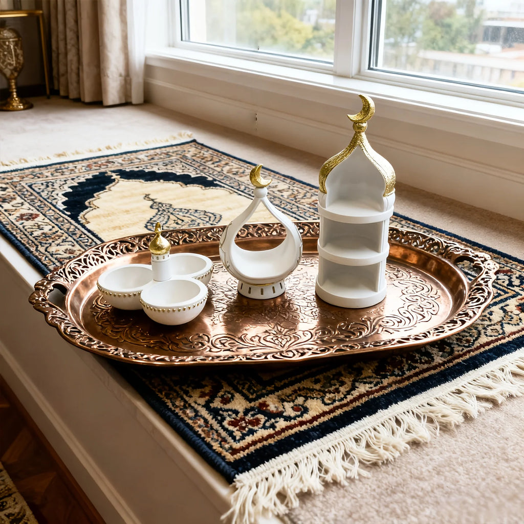 Islamic Ramadan Decor Set - Prayer Table & Shelf Ornaments Featuring Blessing Symbols Resin Material Muslim Home Decor