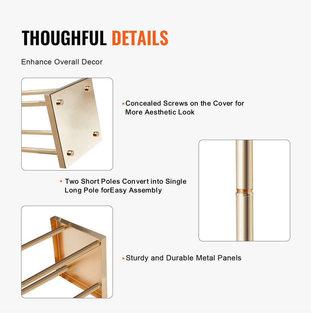 VEVOR Gold Metal Column Wedding Flower Stand High With Metal Laminate Vase Geometric Centerpiece Stands Cylindrical Floral