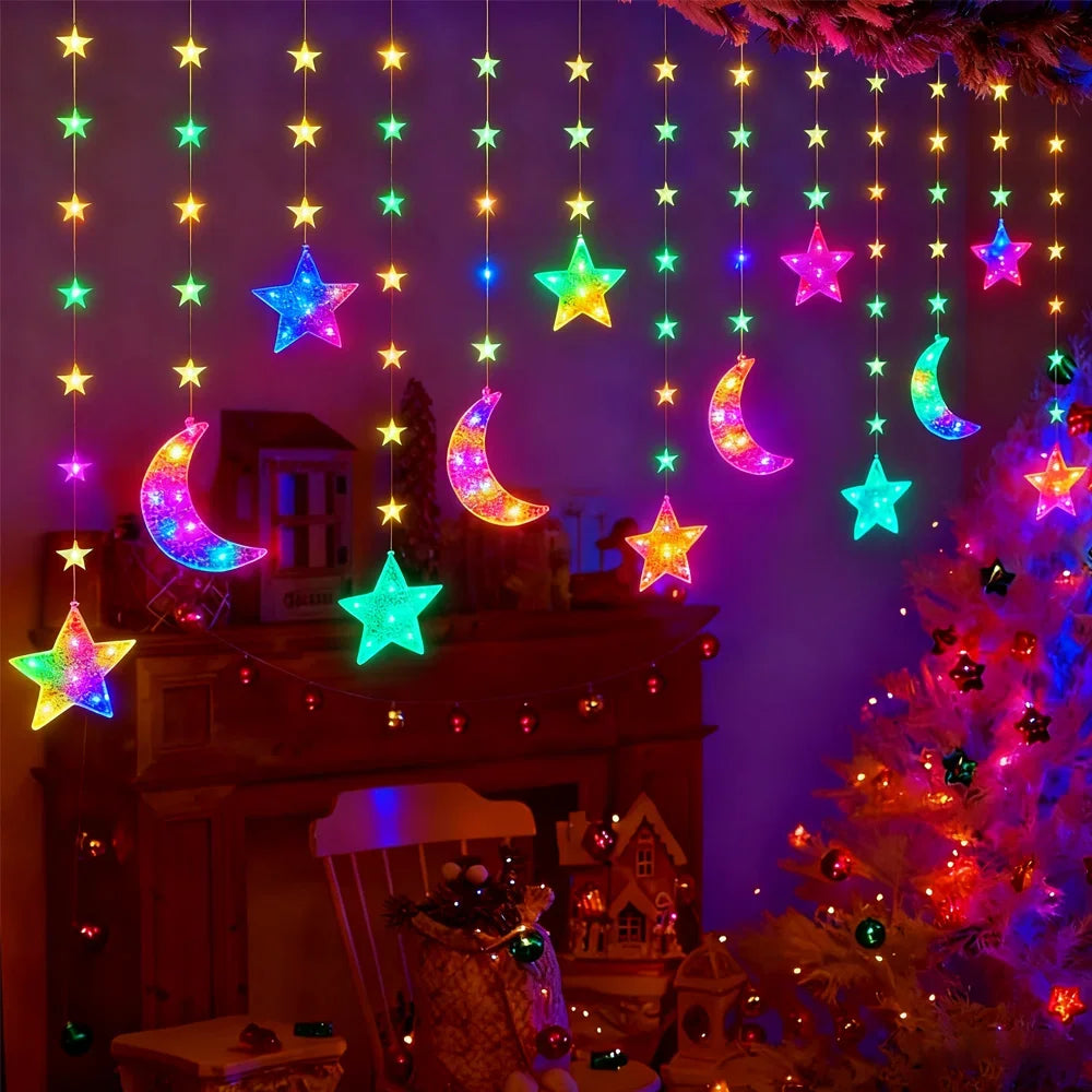 LED Moon, Star & Heart String Lights – Holiday Party & Room Decoration