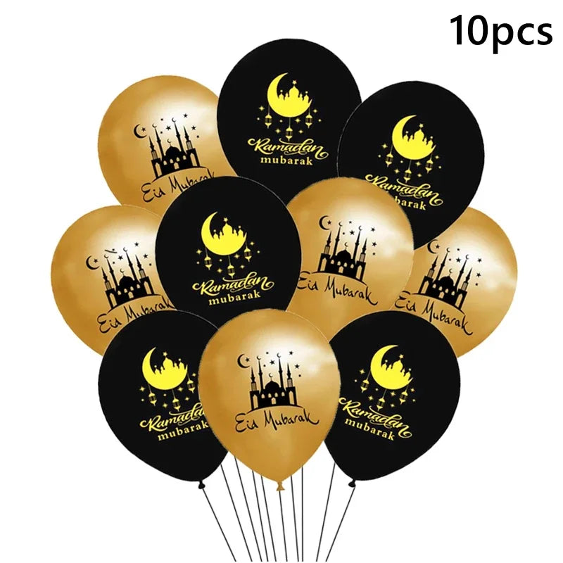 10pcs Eid Balloon Eid Mubarak 2025 Ramadan Decoration For Home Aid al-fitr Mubarak Kareem Islamic Festival Muslim Party Supplies
