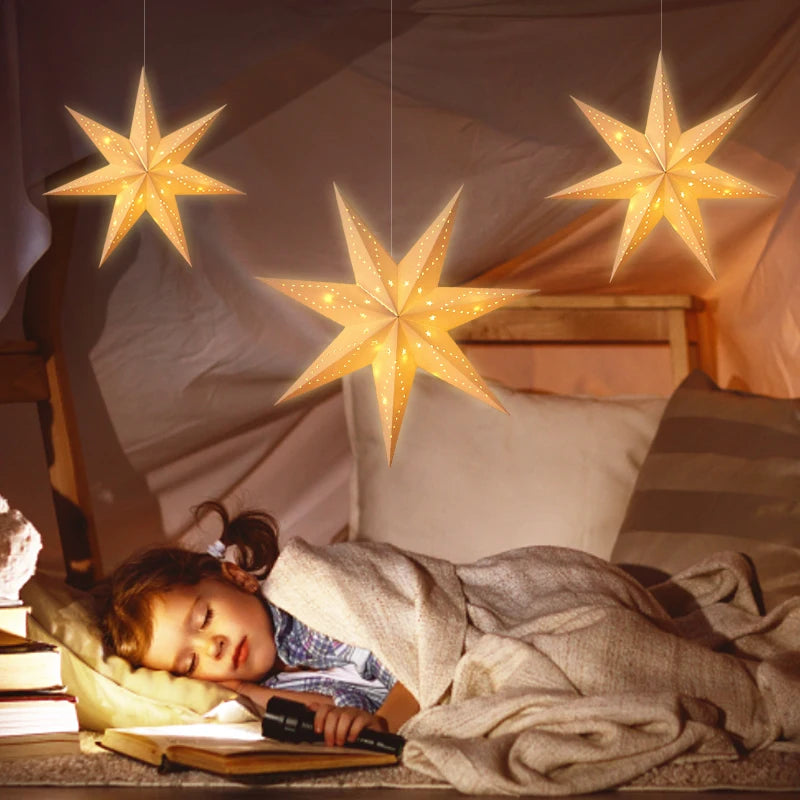 Eid Mubarak Decoration Hollow Star Hanging Pendant Ramadan Kareem LED Light Lantern 2025 Islamic Muslim Party Supplies Birthday