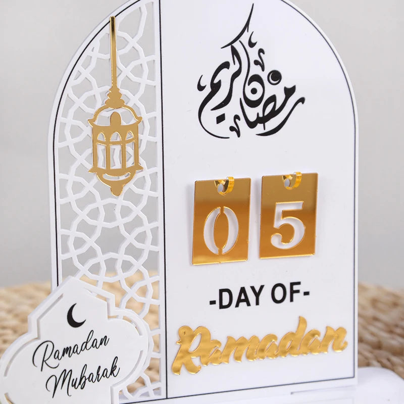 Acrylic Ramadan Countdown Calendar Gifts Day of Ramadan Calendar with Replacing Number 2026 Eid Mubarak Home Decoration Ornament