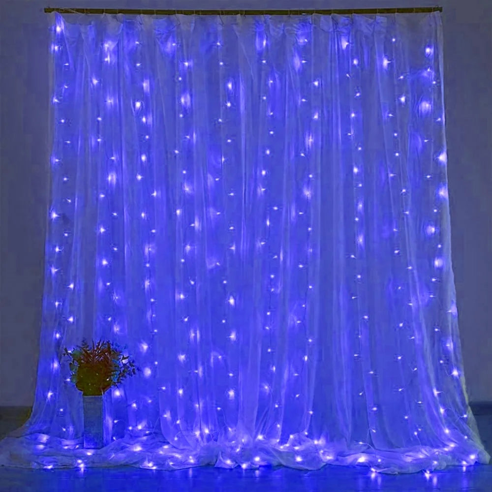 6/3M LED Curtain Lights 8 Lighting Modes Valentine's Day Ramadan Decorations for Home Wedding Party Eid Mubarak Fairy Light