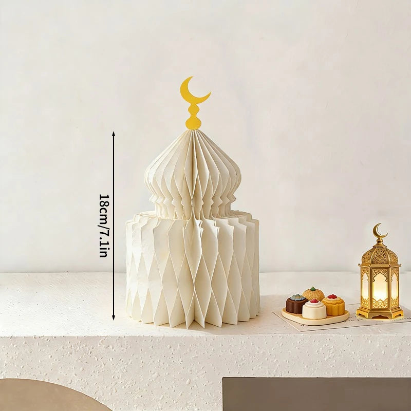 Ramadan Paper Art Desktop Decoration Castle Decoration 3d Honeycomb Castle Eid Al Fitr Party Stars Castle Party Products Gifts
