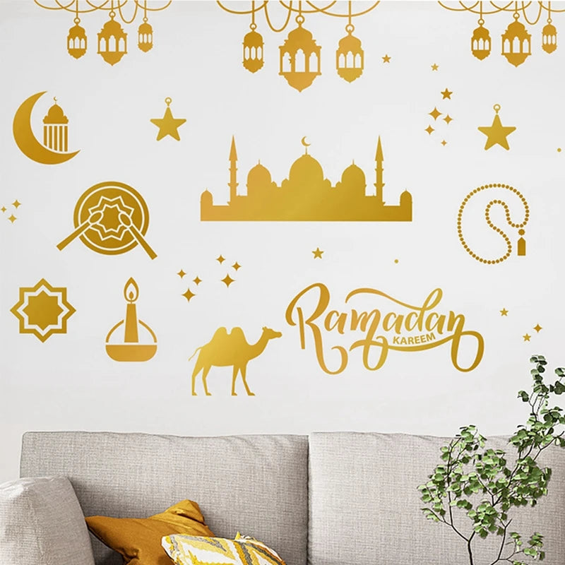 Eid Mubarak Wall Stickers Kareem Ramadan Decoration 2025 For Home Islamic Muslim Party Decor Mubarak Ramadan Window Sticker Gift