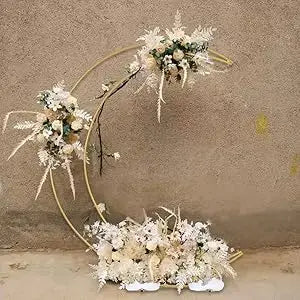 6.9ft Balloon Arch Stand Curved Wedding Arch Backdrop Stand Moon Arch for Ceremony Birthday Party(Gold)