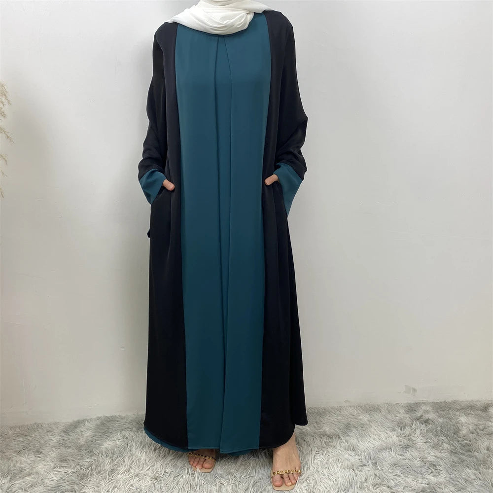 Ramadan Eid Luxury Splicing Two-Piece Style Abaya for Women – Dubai Kaftan Modest Islamic Dress Marocain Femme