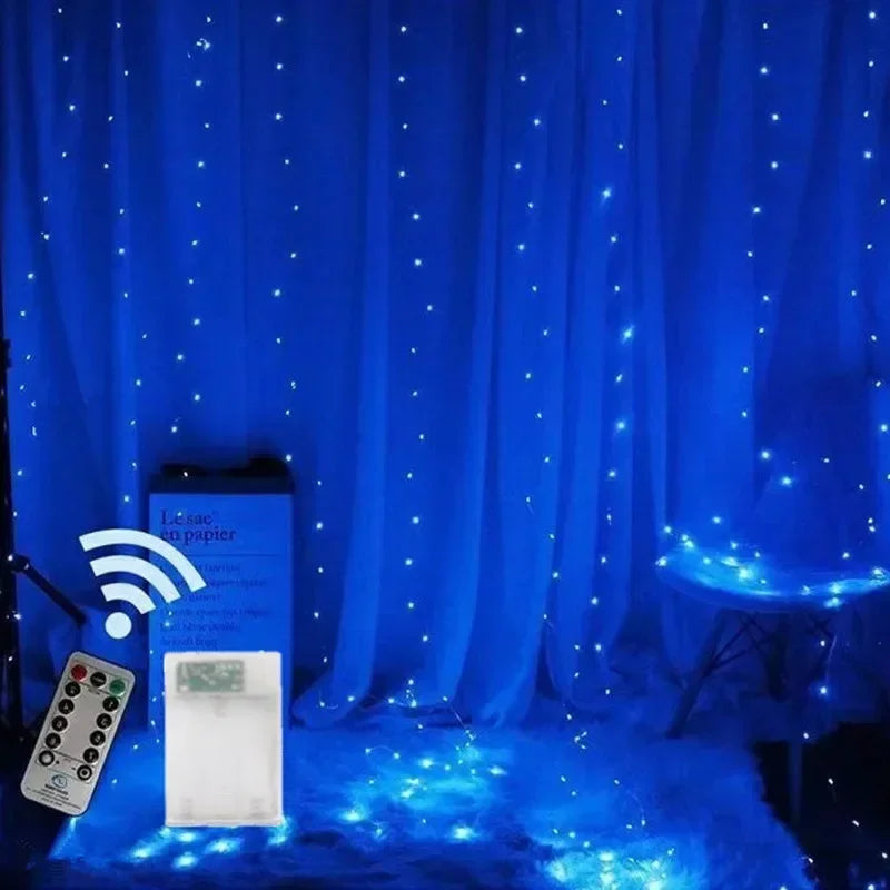 3M 6M Christmas Lights Curtains for Windows Led Fairy New Year Light Room String Battery Powered Garland Waterfalls Decorations