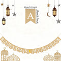 Eid Mubarak Linen Banner Garland Moon Star Hanging Ornaments Islamic Muslim for Home Ramadan Decoration Festival Party Supplies