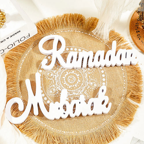1PC, a creative and simple white snowflake board material mubarak and Ramada letter decorative item