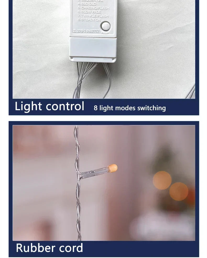 LED Moon and Star Window Curtain Lights USB Powered 8 Lighting Modes with Timer Function Ideal for Ramadan Thanksgiving