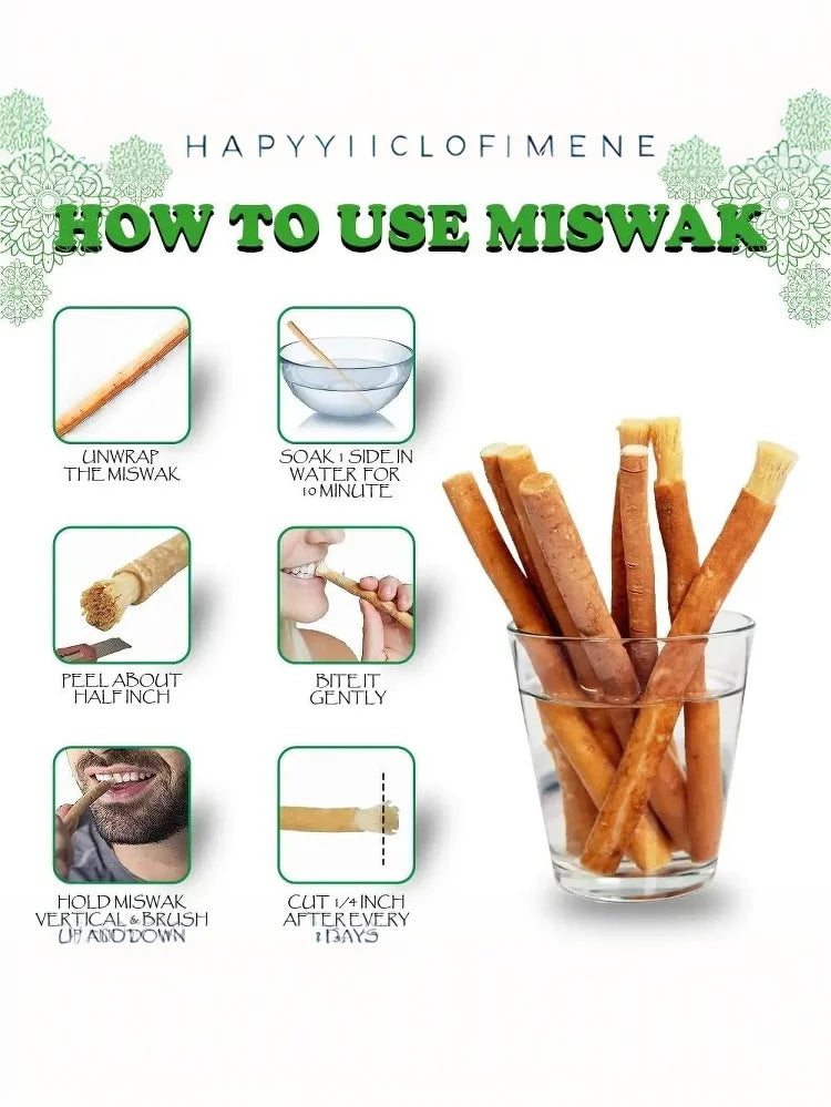 Natural Miswak Toothbrush Travel Portable Soft Toothbrush Traditional Teeth Whitener & Manual Tooth Care Stick