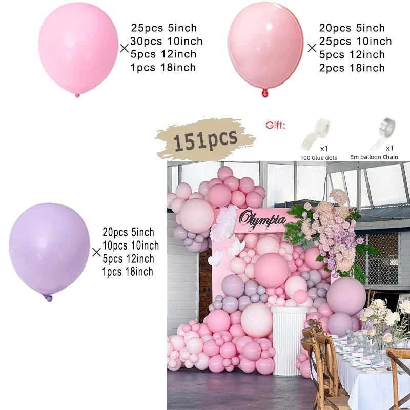 Macaron Pink Balloon Garland Arch Kit Wedding Birthday Party Decor Kids Rose Gold Latex Balloons Baby Shower Decorations Chain