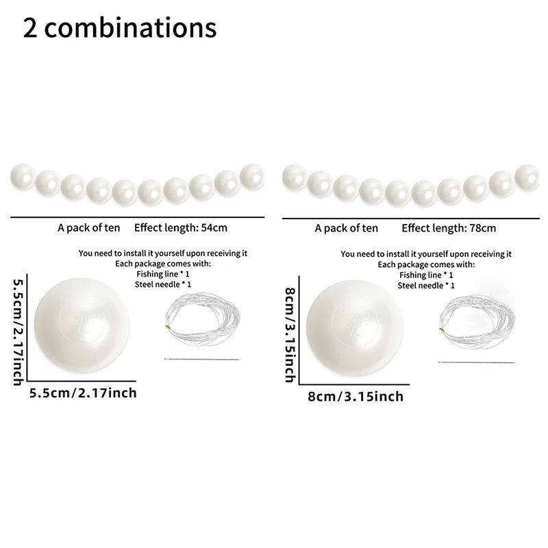 Wedding Party Big Pearl Decor Wedding Supplies Birthday Party Artificial Pearls Diy Beaded Garland White Ball Pendant & Figurine