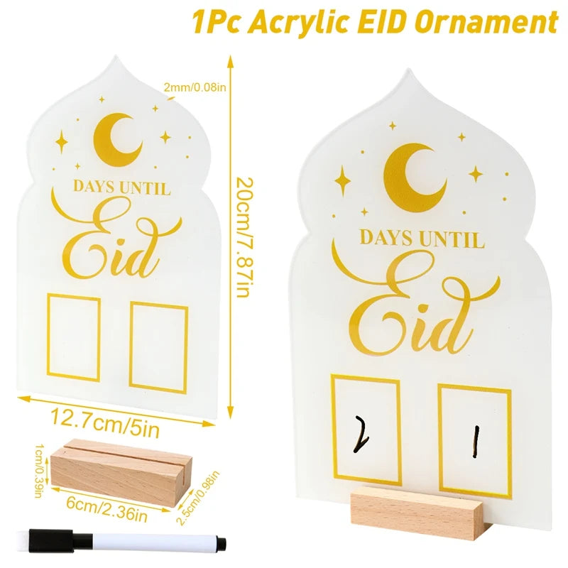 Acrylic Ramadan Countdown Calendar Ornaments Gifts Eid Mubarak Ramadan Decor For Home 2025 Kareem Islam Muslim Party Supplies
