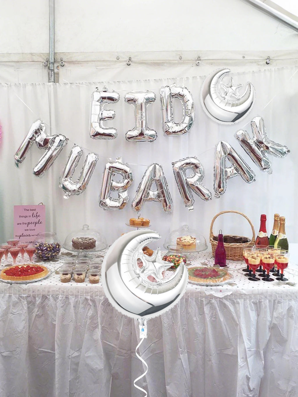 12pcs/set Ramadan Balloon Banner Kit, suitable for Eid decorations, Ramadan Kareem, Eid Mubarak, and Eid parties.