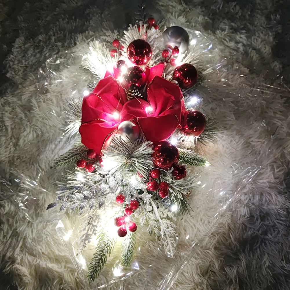 Christmas Wreath Pendants without/with Light Atmosphere Decorative Stair Garland Home Door Window Ornaments Party Supplies Gift