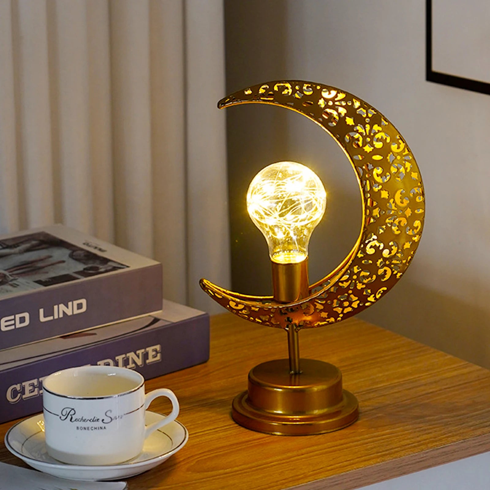 Ramadan Desk Lamp Led Moon Lamp Decoration for Home Metal Ramadan Kareem Light Decoration Eid Mubarak Muslim Eid Al Adha Gifts
