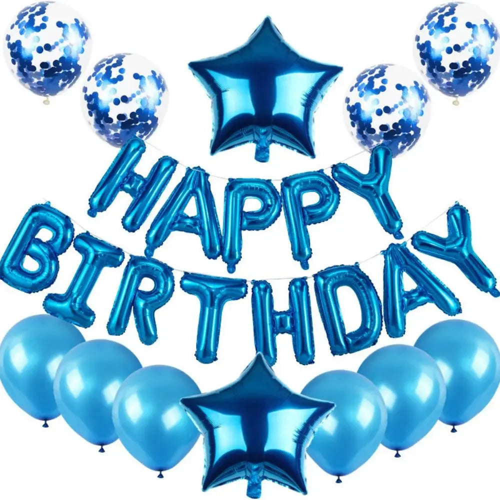 25pcs/set Happy Birthday Balloons Set Foil Letter Balloon Garland Bunting Banners Kids Birthday Party Babay Shower Decoration