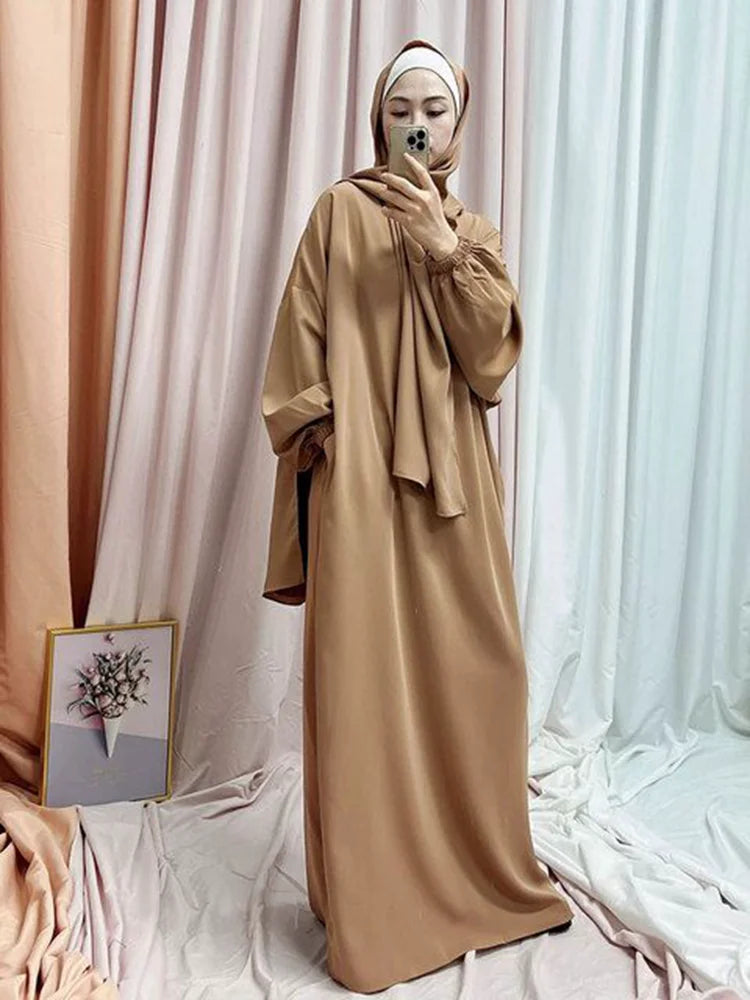 Ramadan One Piece Muslim Prayer Garment Women Hijab Abaya Maxi Dress Khimar Burqa Islamic Clothing Overhead Arab Robe
