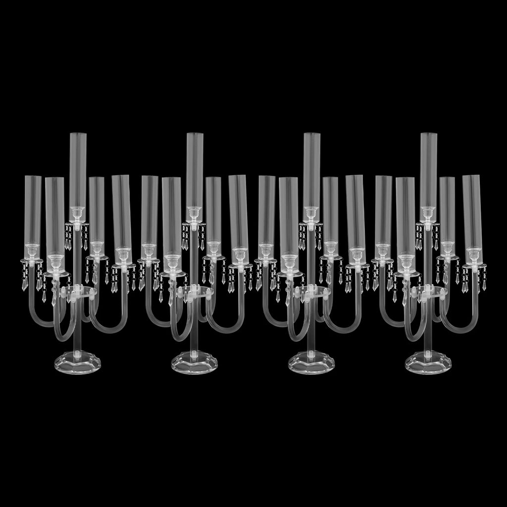 4PCS 4+1 Arms Acrylic Candle Holders  Candelabra Wedding Table Centerpieces Flower Stands Party Candlesticks Decoration