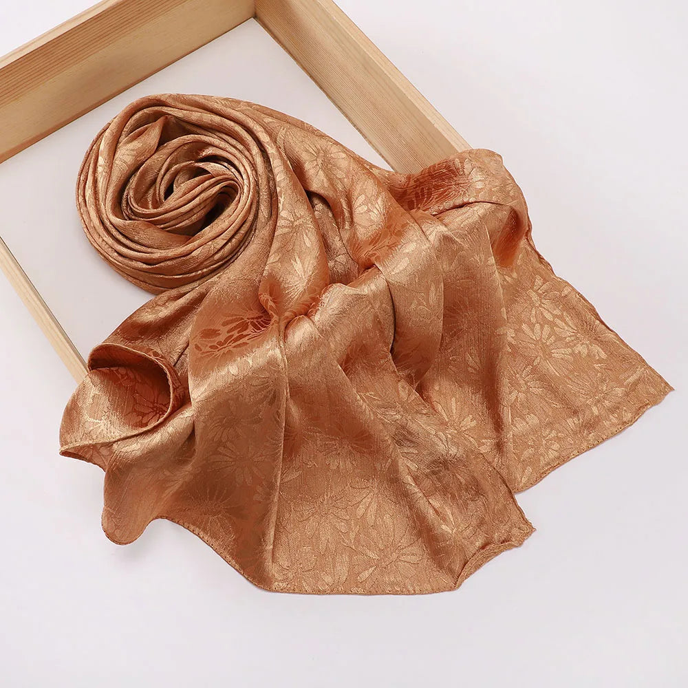 Premium Glimmer Satin Silk Crepe Crinkle Shawl Glitter Breathable Light Weight Muslim Women Scarf Hijab Long Shawl