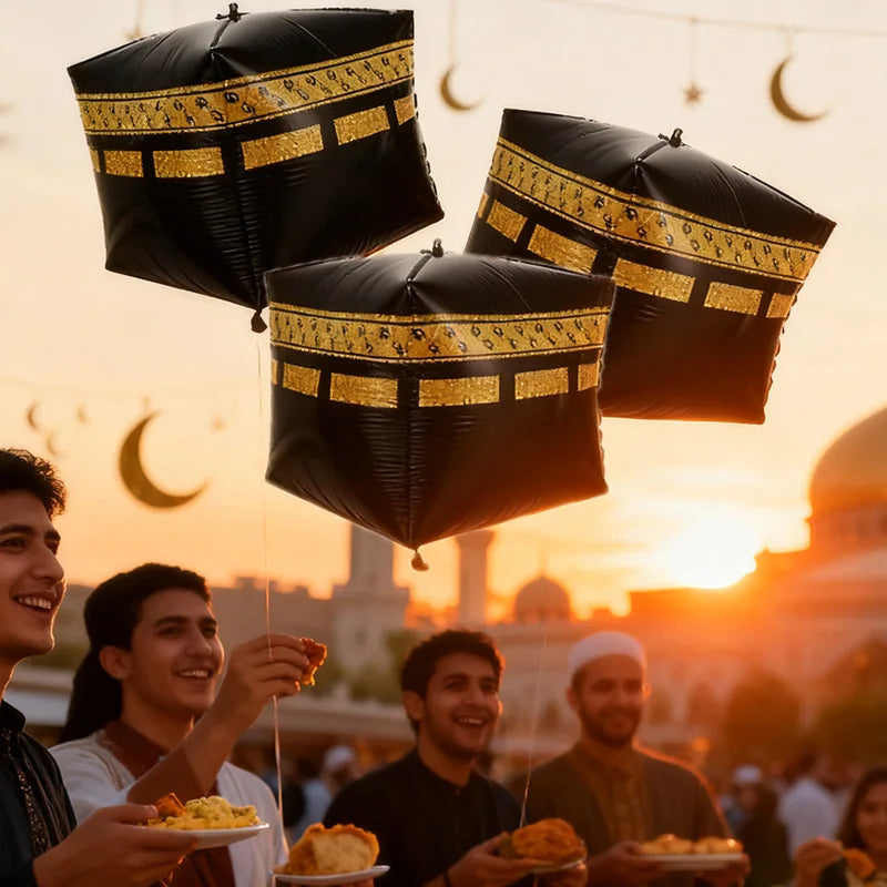 1/3/5Pcs Islamic Muslim Aluminum Foil Balloon Ramadan Kareem Eid Mubarak Festival Party Gift Box Helium Ball Decoration Supplies