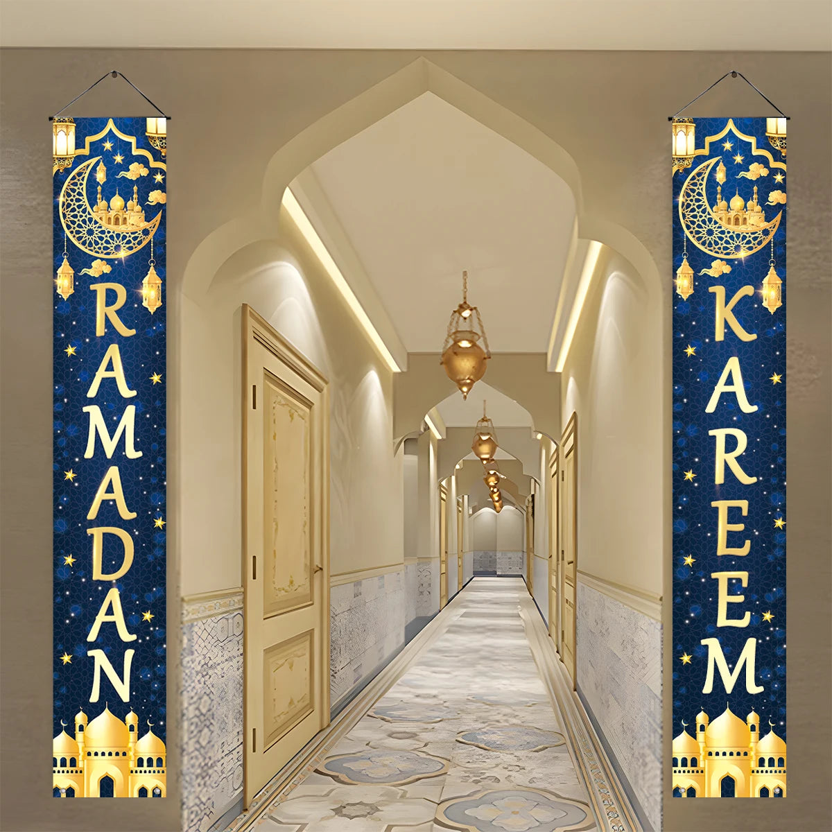 Eid Mubarak Door Banner Ramadan Decoration 2025 for Home Mubarak Ramadan Kareem Islamic Muslim Party Decor Eid Al Adha Gifts