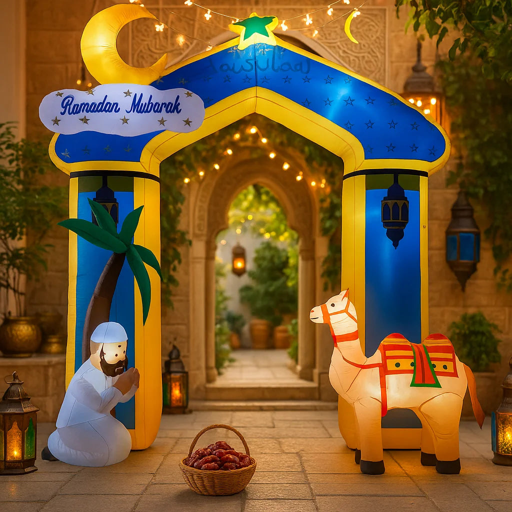 Ramadan Eid Mubarak Inflatable Decorations with LED Lights Muslim Islamic Holiday DIY Party Supplies  Outdoor Yard Ornament