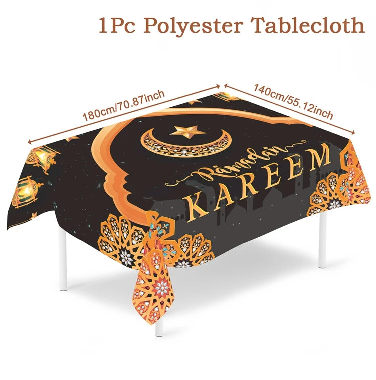 Eid Mubarak Tablecloths Ramadan Decoration 2025 for Home Islamic Muslim Party Decor Ramadan Kareem Tableware Eid Al Adha Gifts